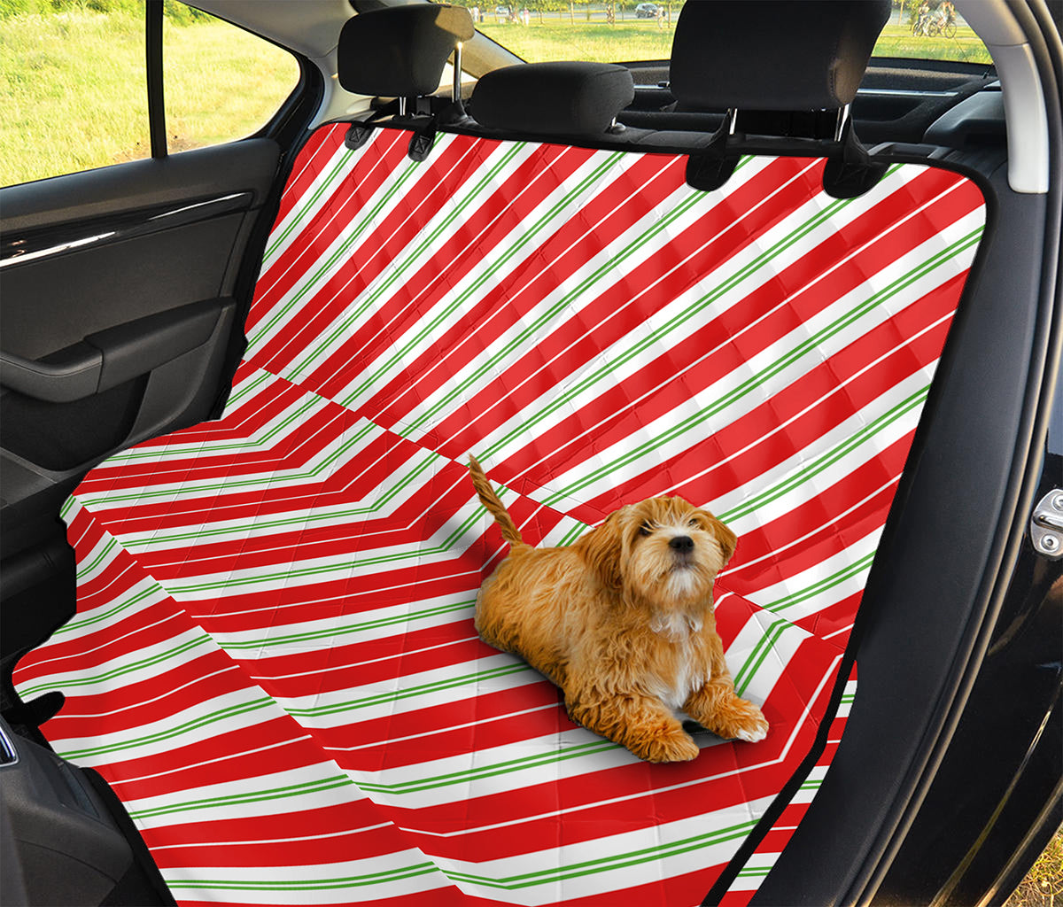 Christmas Candy Cane Stripes Print Pet Car Back Seat Cover