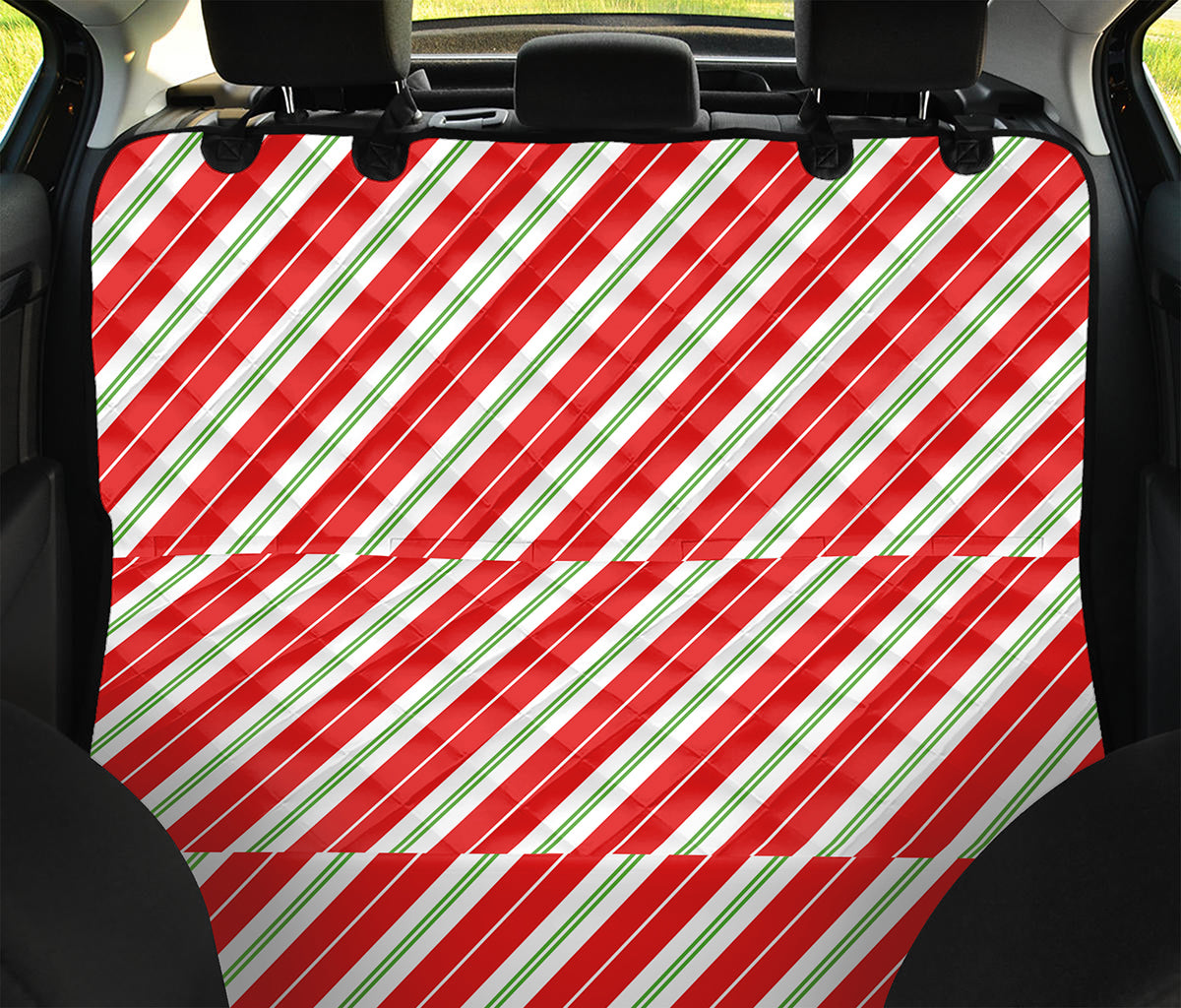 Christmas Candy Cane Stripes Print Pet Car Back Seat Cover