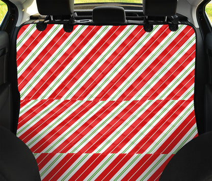 Christmas Candy Cane Stripes Print Pet Car Back Seat Cover