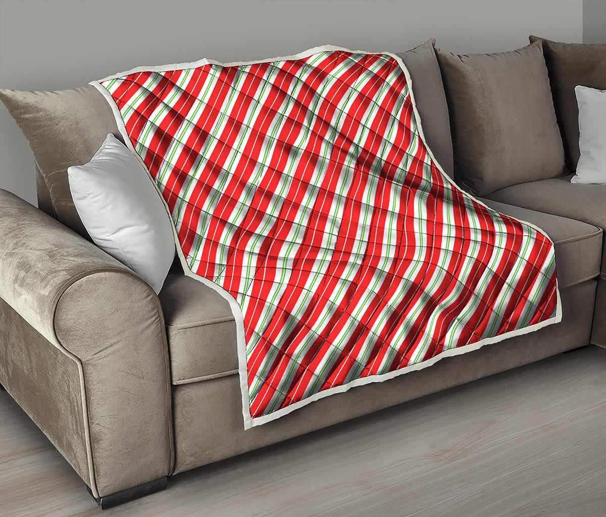 Christmas Candy Cane Stripes Print Quilt