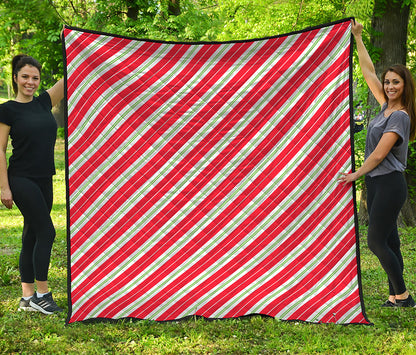 Christmas Candy Cane Stripes Print Quilt