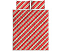 Christmas Candy Cane Stripes Print Quilt Bed Set