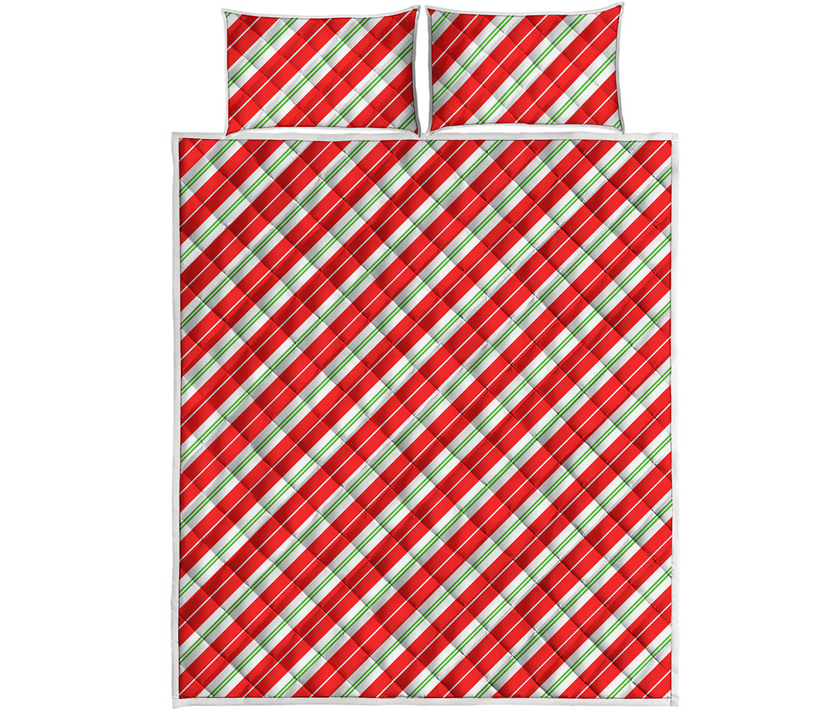 Christmas Candy Cane Stripes Print Quilt Bed Set