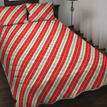 Christmas Candy Cane Stripes Print Quilt Bed Set