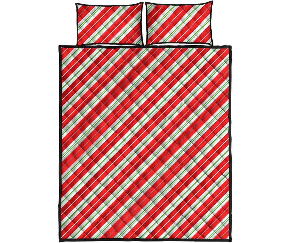 Christmas Candy Cane Stripes Print Quilt Bed Set