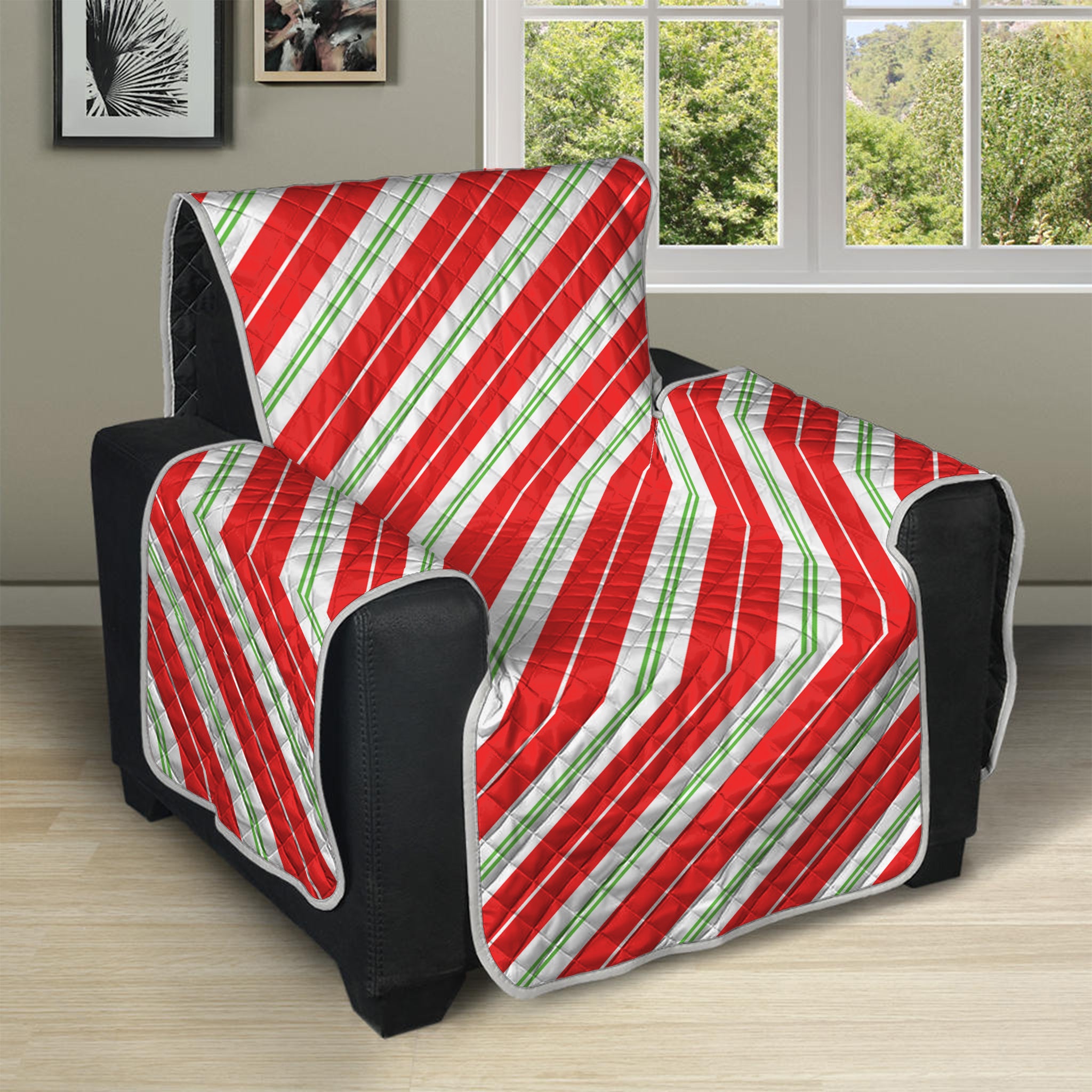 Christmas Candy Cane Stripes Print Recliner Protector