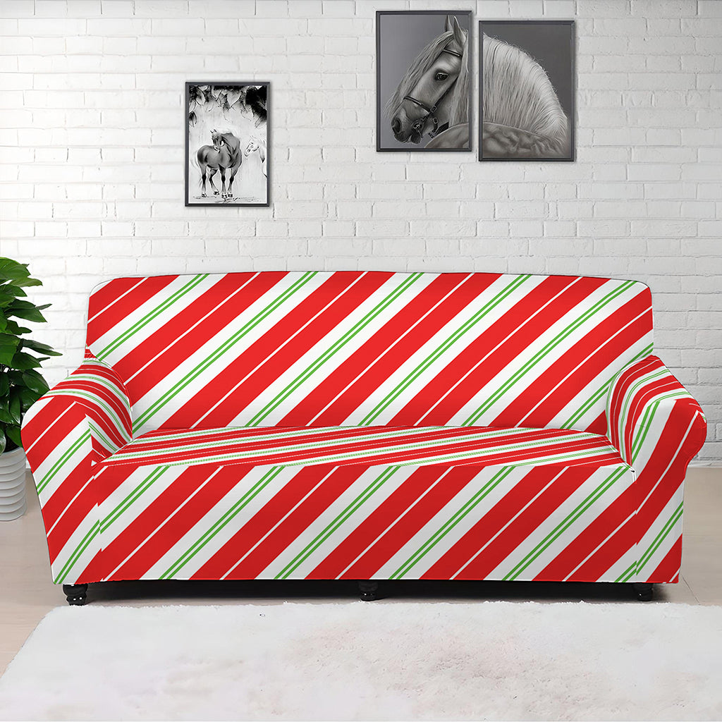 Christmas Candy Cane Stripes Print Sofa Cover