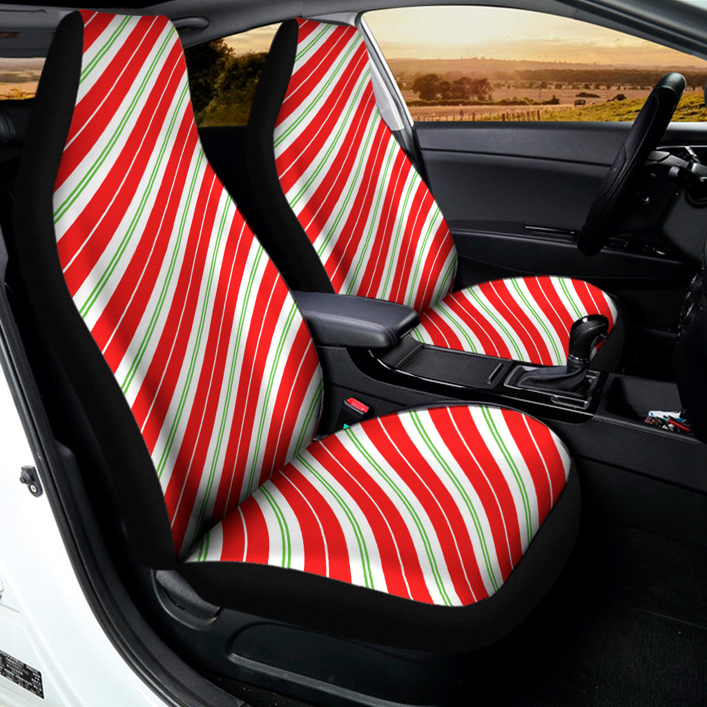Christmas Candy Cane Stripes Print Universal Fit Car Seat Covers