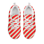 Christmas Candy Cane Stripes Print White Sneakers