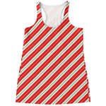 Christmas Candy Cane Stripes Print Women's Racerback Tank Top