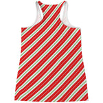 Christmas Candy Cane Stripes Print Women's Racerback Tank Top