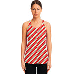 Christmas Candy Cane Stripes Print Women's Racerback Tank Top
