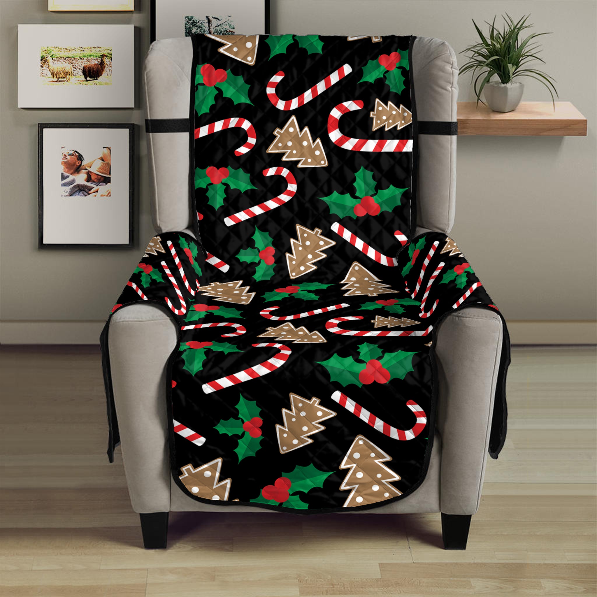 Christmas Cookie And Candy Pattern Print Armchair Protector