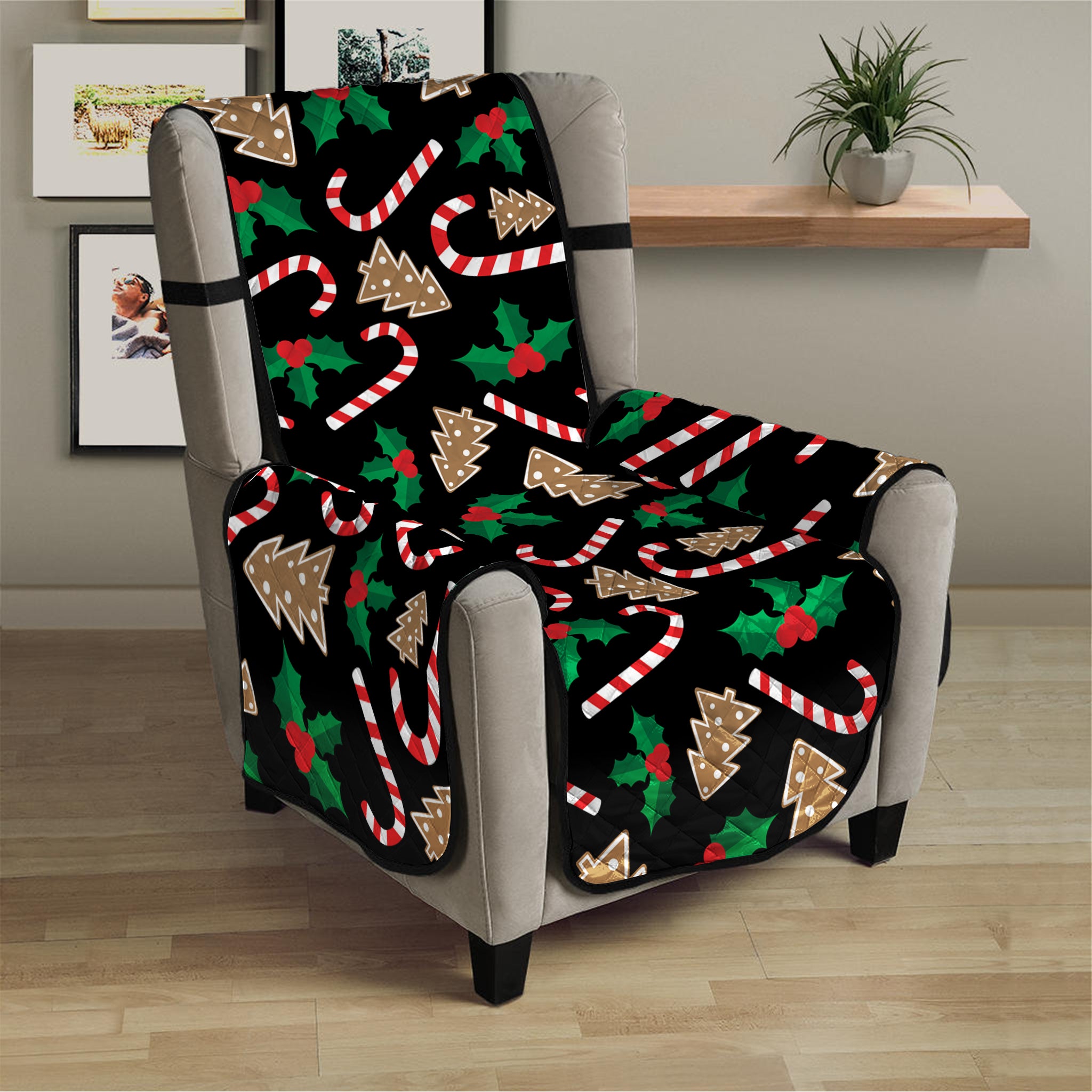 Christmas Cookie And Candy Pattern Print Armchair Protector