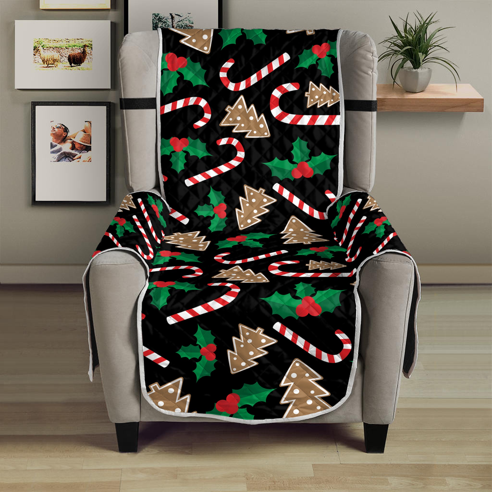 Christmas Cookie And Candy Pattern Print Armchair Protector