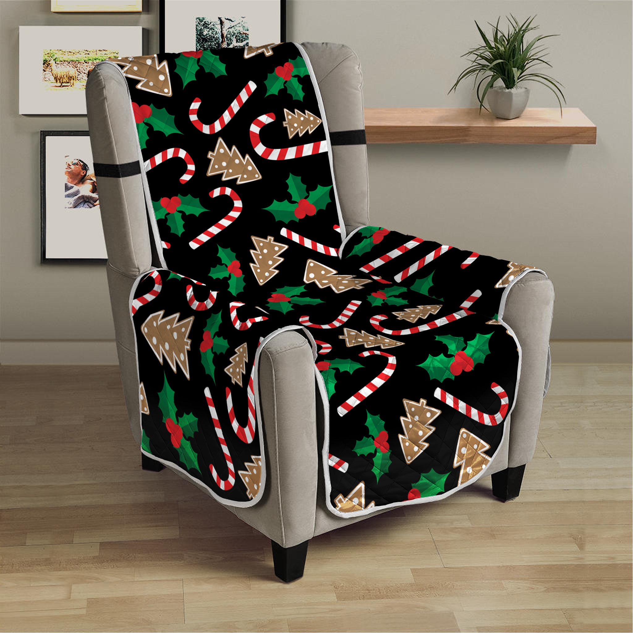 Christmas Cookie And Candy Pattern Print Armchair Protector