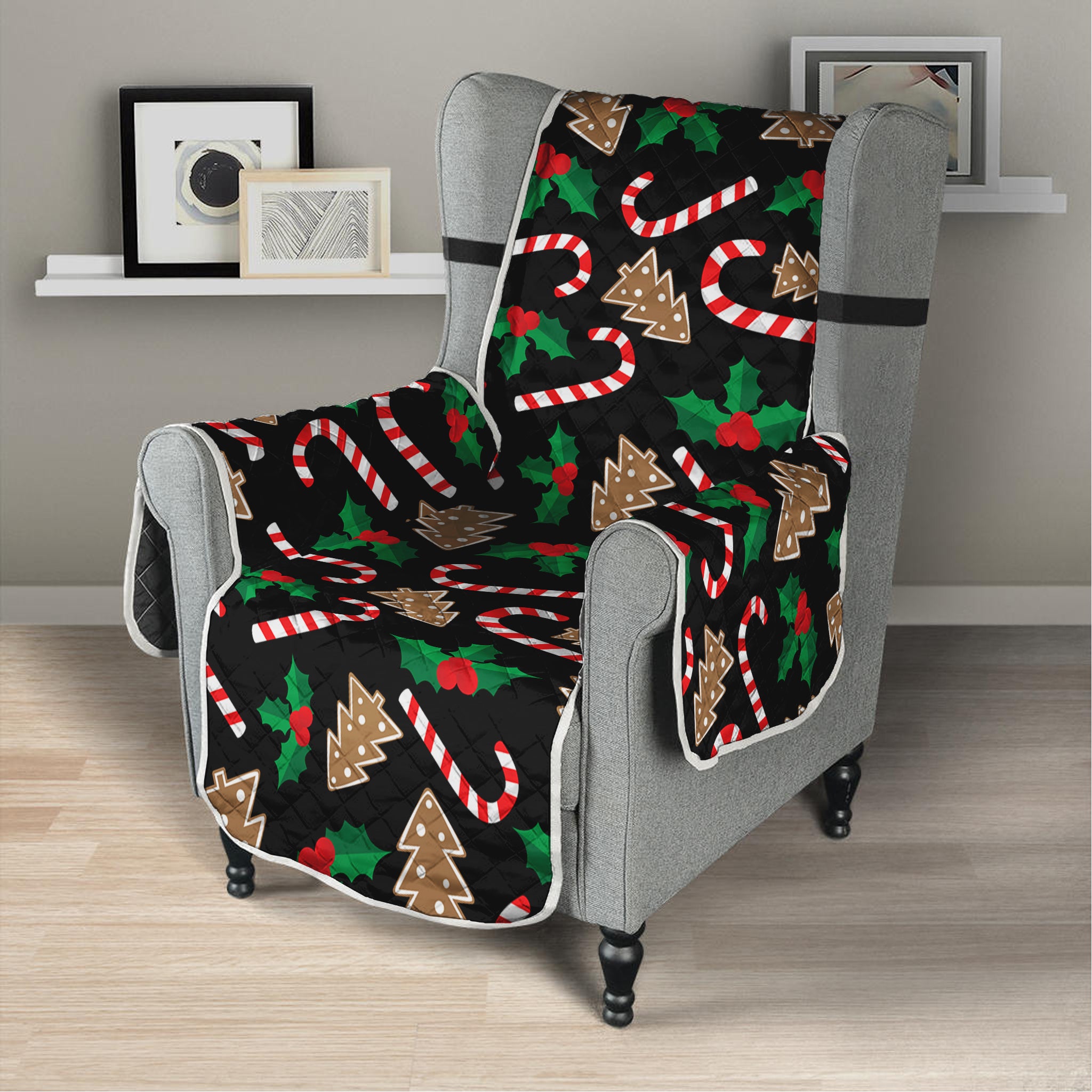 Christmas Cookie And Candy Pattern Print Armchair Protector