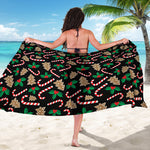 Christmas Cookie And Candy Pattern Print Beach Sarong Wrap