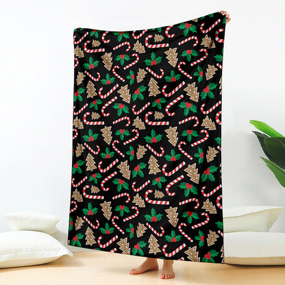Christmas Cookie And Candy Pattern Print Blanket
