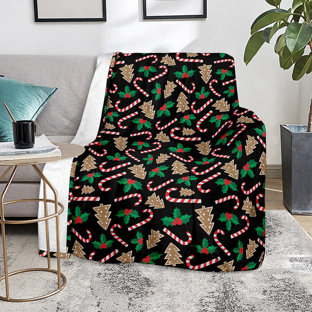 Christmas Cookie And Candy Pattern Print Blanket