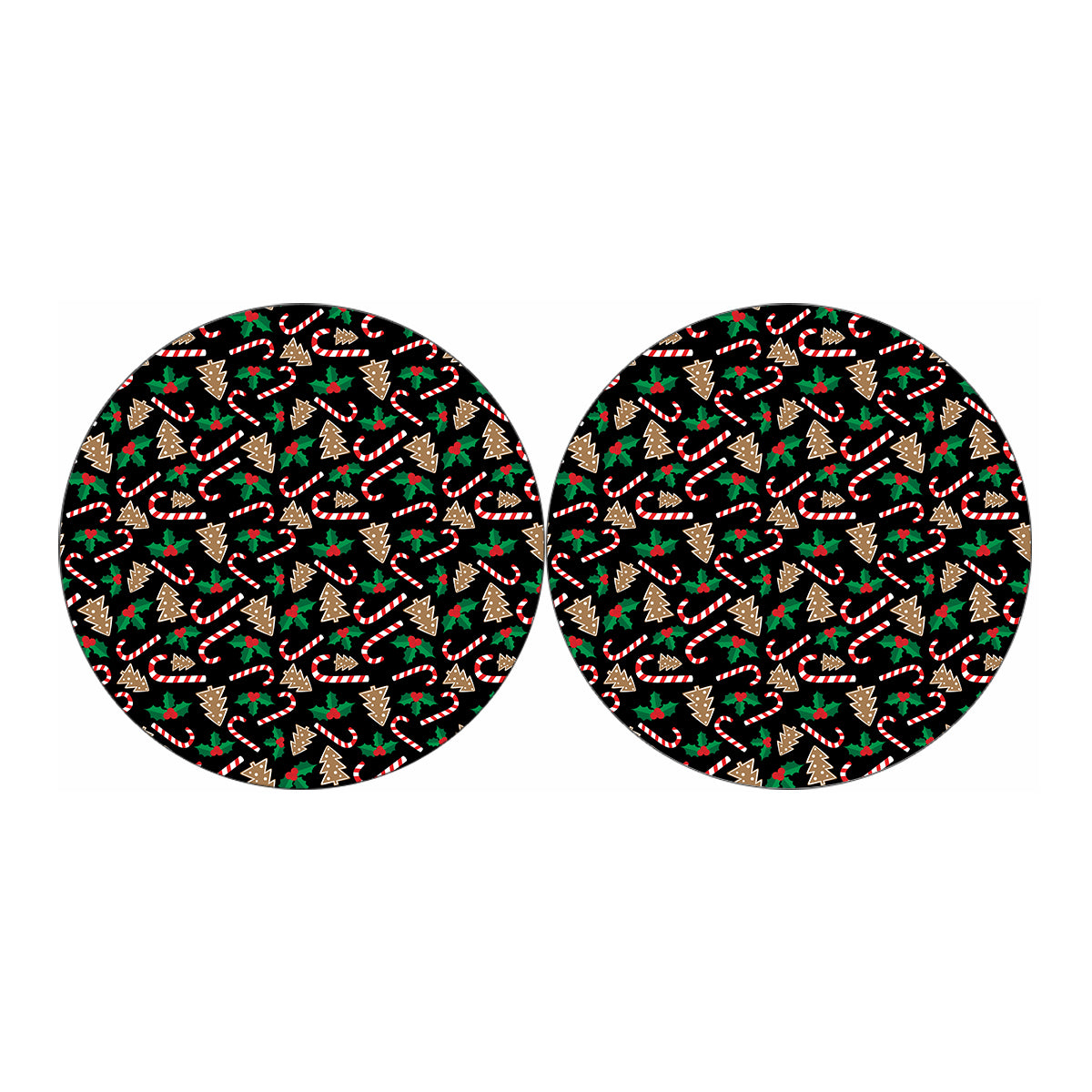 Christmas Cookie And Candy Pattern Print Car Coasters