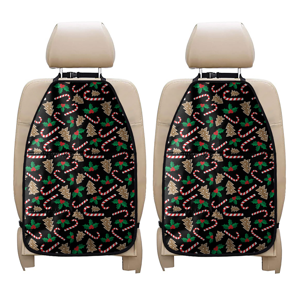 Christmas Cookie And Candy Pattern Print Car Seat Organizers