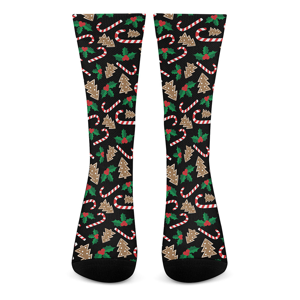 Christmas Cookie And Candy Pattern Print Crew Socks