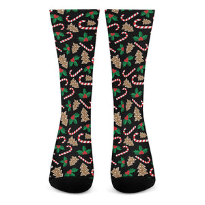 Christmas Cookie And Candy Pattern Print Crew Socks