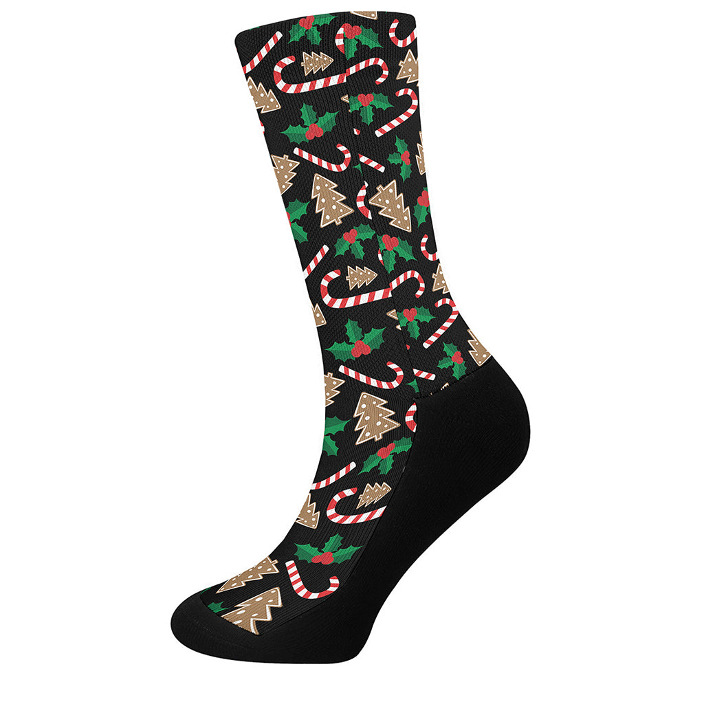 Christmas Cookie And Candy Pattern Print Crew Socks