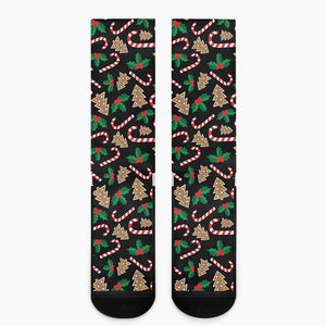 Christmas Cookie And Candy Pattern Print Crew Socks