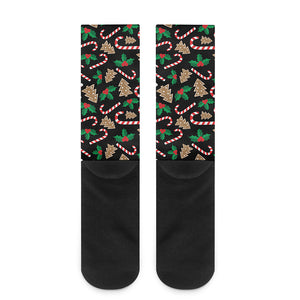 Christmas Cookie And Candy Pattern Print Crew Socks