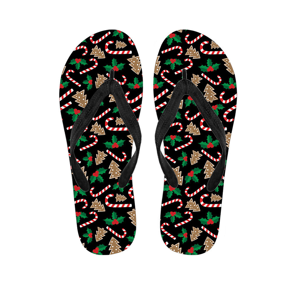 Christmas Cookie And Candy Pattern Print Flip Flops