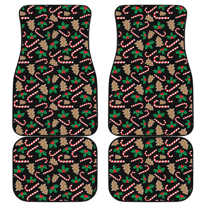 Christmas Cookie And Candy Pattern Print Front and Back Car Floor Mats