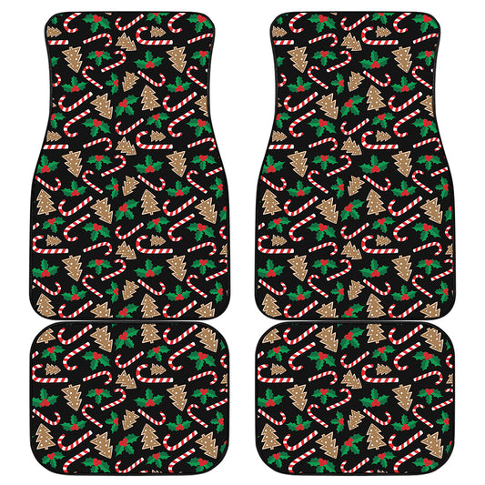 Christmas Cookie And Candy Pattern Print Front and Back Car Floor Mats