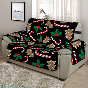 Christmas Cookie And Candy Pattern Print Half Sofa Protector