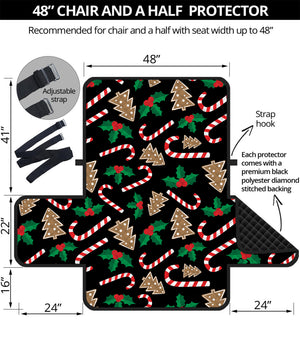 Christmas Cookie And Candy Pattern Print Half Sofa Protector