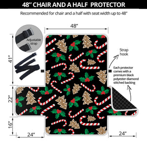 Christmas Cookie And Candy Pattern Print Half Sofa Protector