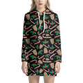 Christmas Cookie And Candy Pattern Print Pullover Hoodie Dress