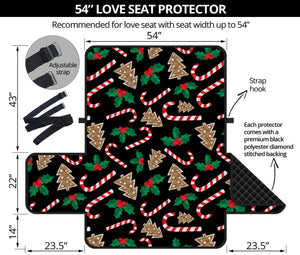 Christmas Cookie And Candy Pattern Print Loveseat Protector