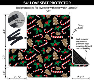 Christmas Cookie And Candy Pattern Print Loveseat Protector