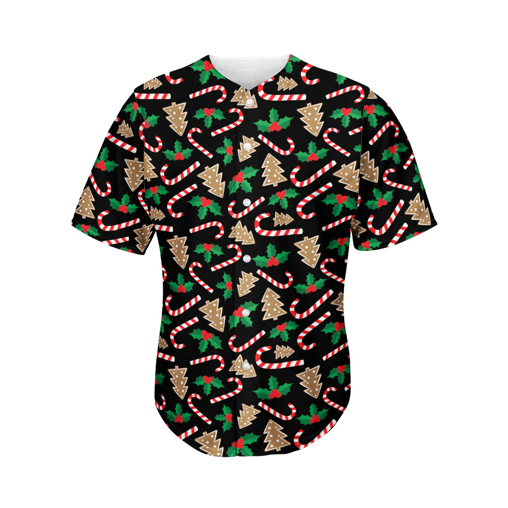 Christmas Cookie And Candy Pattern Print Men's Baseball Jersey
