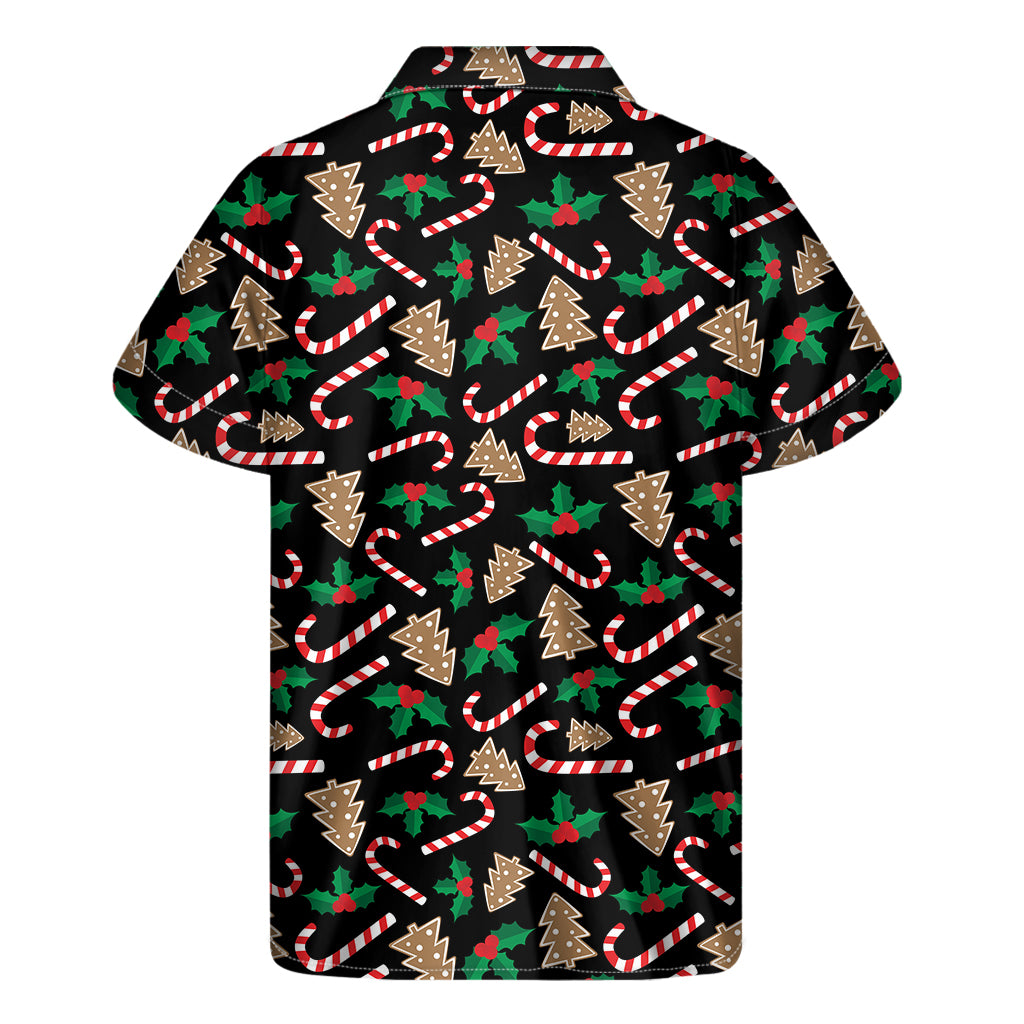 Christmas Cookie And Candy Pattern Print Men's Short Sleeve Shirt