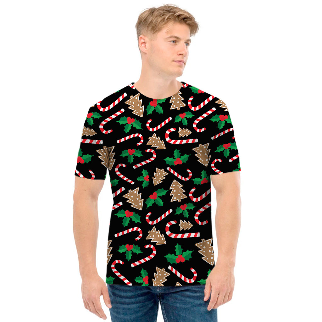 Christmas Cookie And Candy Pattern Print Men's T-Shirt