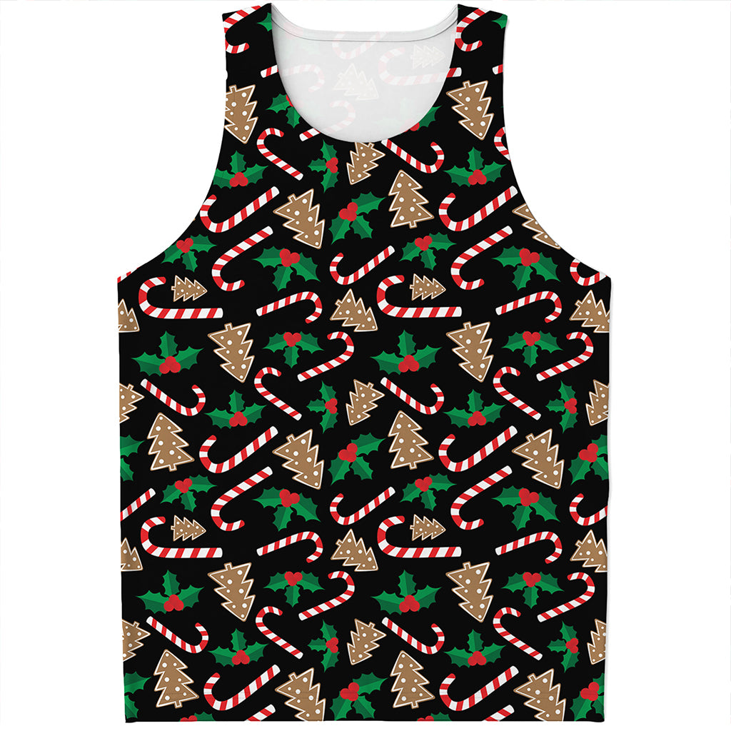 Christmas Cookie And Candy Pattern Print Men's Tank Top