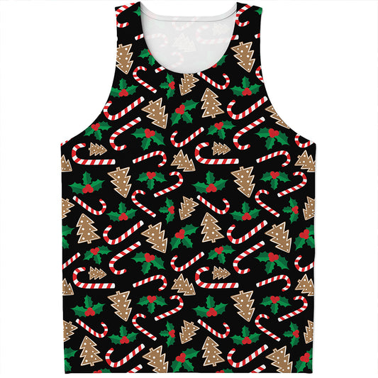 Christmas Cookie And Candy Pattern Print Men's Tank Top