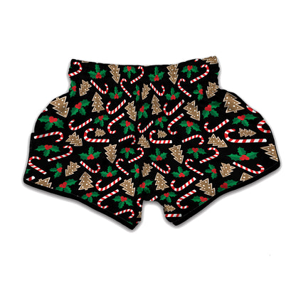 Christmas Cookie And Candy Pattern Print Muay Thai Boxing Shorts