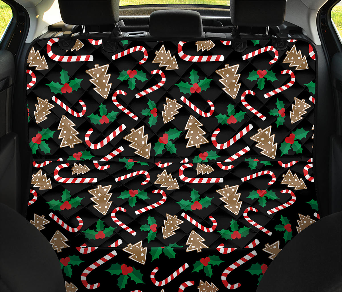 Christmas Cookie And Candy Pattern Print Pet Car Back Seat Cover