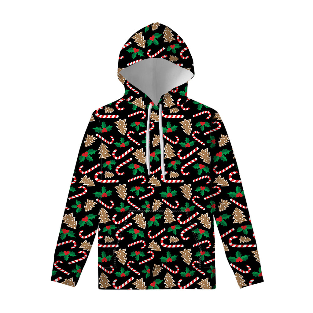 Christmas Cookie And Candy Pattern Print Pullover Hoodie