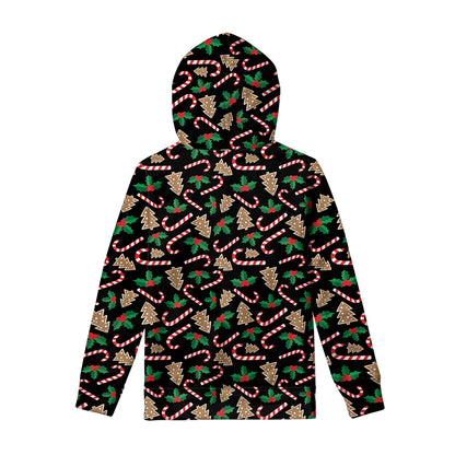 Christmas Cookie And Candy Pattern Print Pullover Hoodie