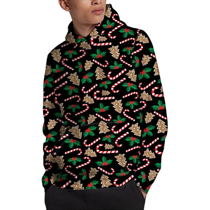 Christmas Cookie And Candy Pattern Print Pullover Hoodie